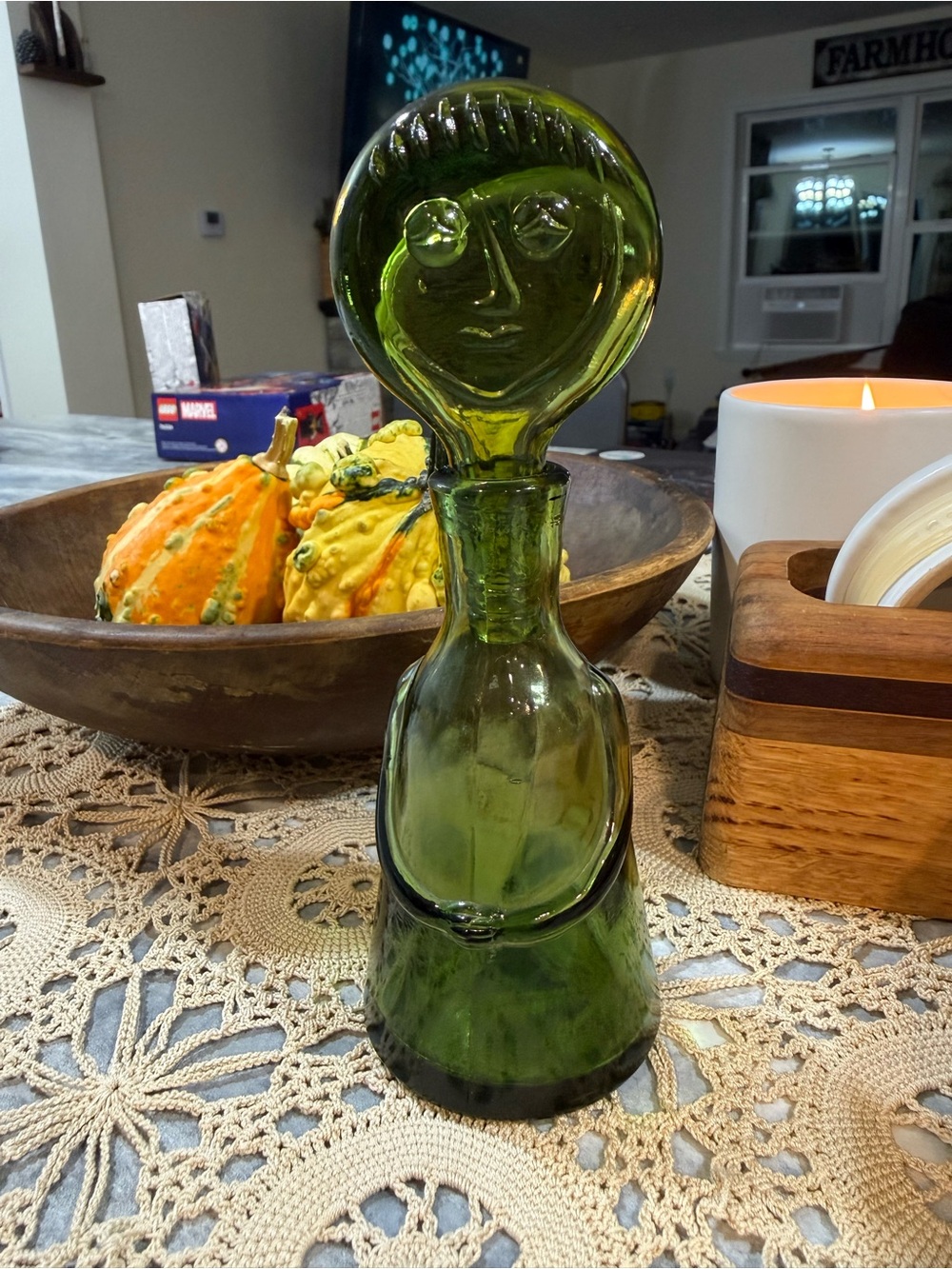 Vintage green decanter
